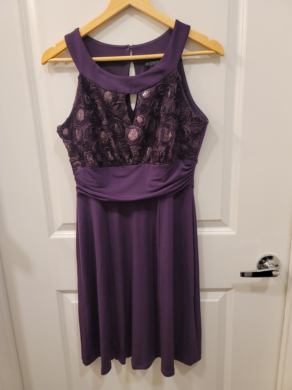 Enfocus purple fit & flare cocktail dress